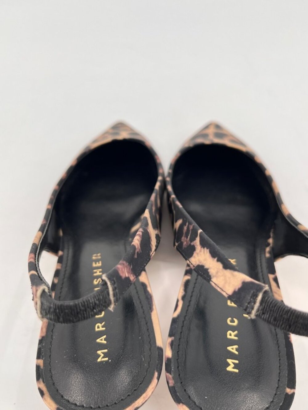 Marc Fisher Posey Slingback Pumps Leopard Size 7 Elastic Strap Kitten Heel - Picture 6 of 15